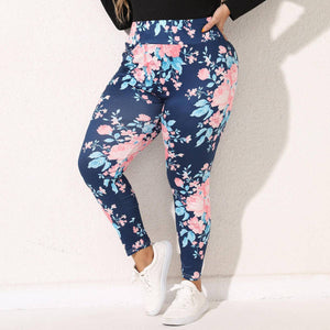 Plus Size Floral Skinny Pants