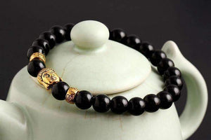 Feshionn IOBI bracelets Black Agate ON SALE - Buddha Bead Genuine Agate Gemstone Bracelet