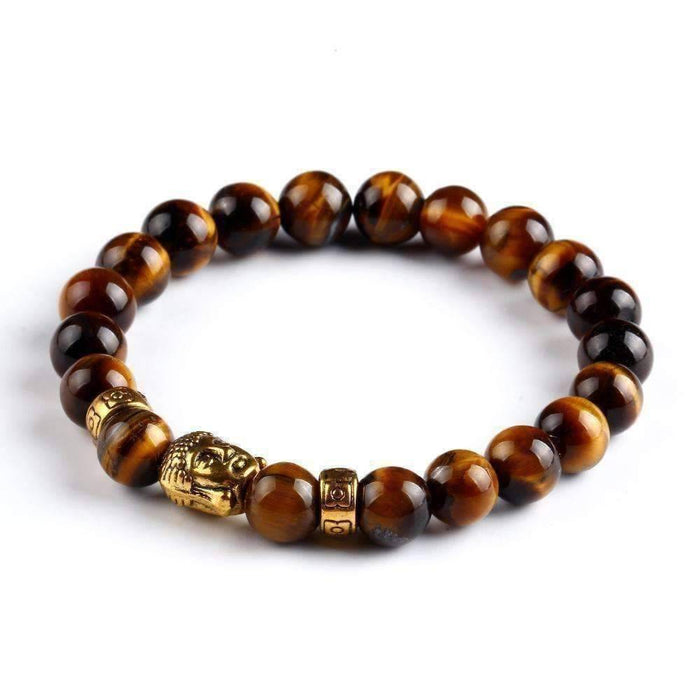 Buddha Bead Genuine Agate Gemstone Flexible Unisex Bracelet