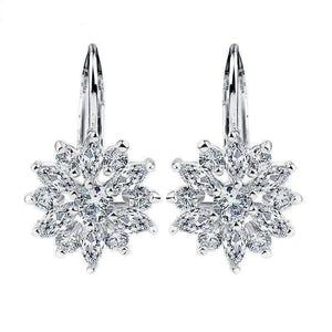 Feshionn IOBI Earrings Clear on Platinum Plated ON SALE - Brilliant Austrian Crystal Flower Earrings