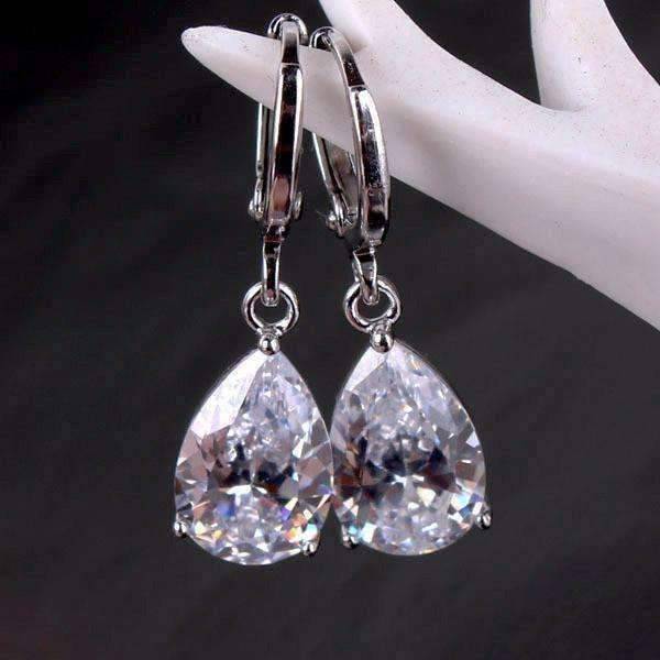 Raindrop Diamond Dust Infused Gold Plated Dangling Crystal Earrings for Women Special Occasions