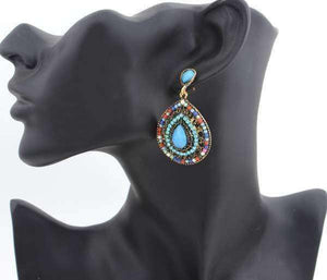 Bead & Crystal Filigree Drop Earrings