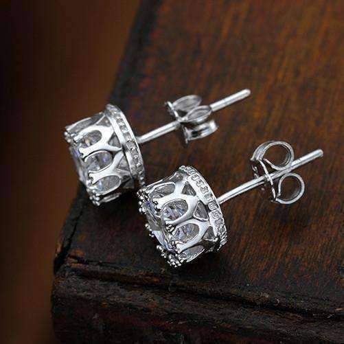 18K Gold Plated Royal Crown IOBI Crystals Stud Earrings for Woman Sparkly