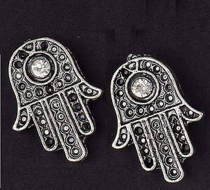 feshionn IOBI Earrings Silvery Sparkle Hamsa Stud Earrings