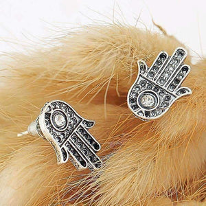 feshionn IOBI Earrings Silvery Sparkle Hamsa Stud Earrings