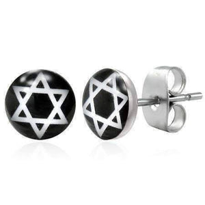 Feshionn IOBI Earrings Star of David Enamel Button Stud Earrings