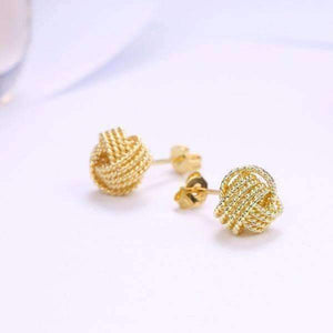 Feshionn IOBI Earrings Yellow Gold Sterling Silver Love Knot Stud Earrings