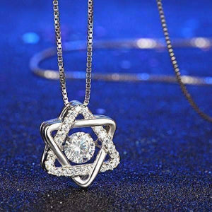 Feshionn IOBI Necklaces Star of David With Swivel Crystal Sterling Silver Pendant Necklace