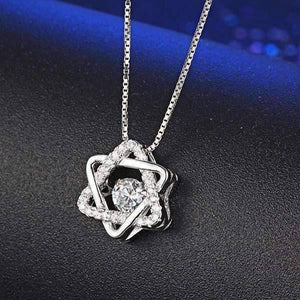 Feshionn IOBI Necklaces Star of David With Swivel Crystal Sterling Silver Pendant Necklace