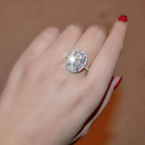 Celebrity Halo 6 Carat Cz Oval Engagement Ring