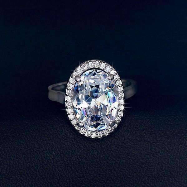 Celebrity Halo 6 Carat Cz Oval Engagement Ring