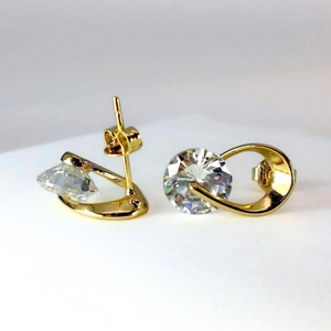 14K Gold Plated Hugging IOBI Simulated Diamond Cz Stud Earrings for Woman