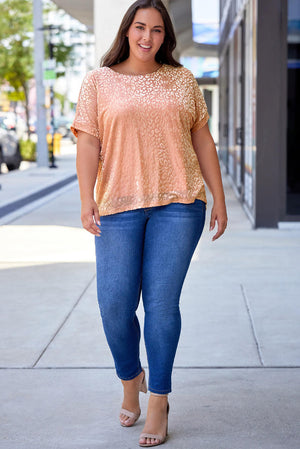 Plus Size Ombre Glitter Leopard T-Shirt