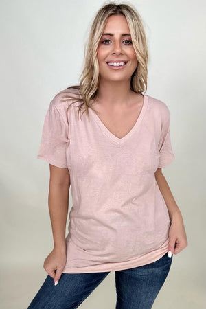 Zenana Cotton Short Sleeve V-Neck Tee