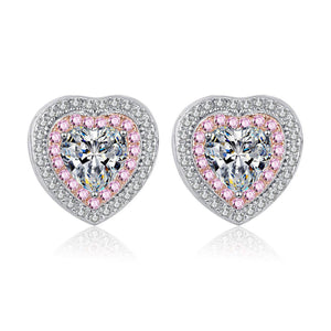 Pink Heart-Shaped Moissanite Stud Earrings