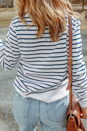 Stripe Printed Plus SIze Long Sleeve Top