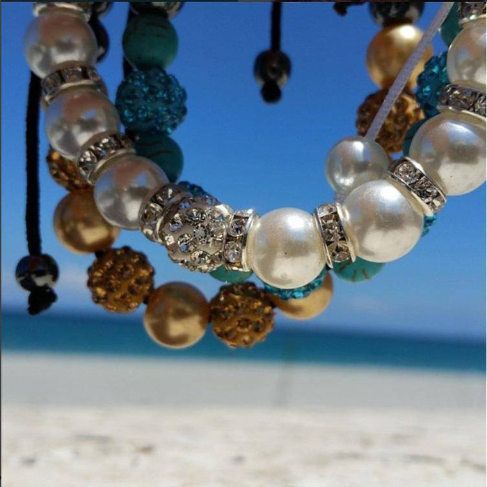 Beach Shamballa Natural Hematite Bracelet