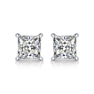 Square-Shaped 925 Sterling Silver Moissanite Stud Earrings