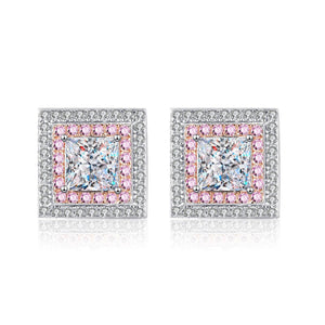 Rose Gold Square-Shaped Moissanite Stud Earrings